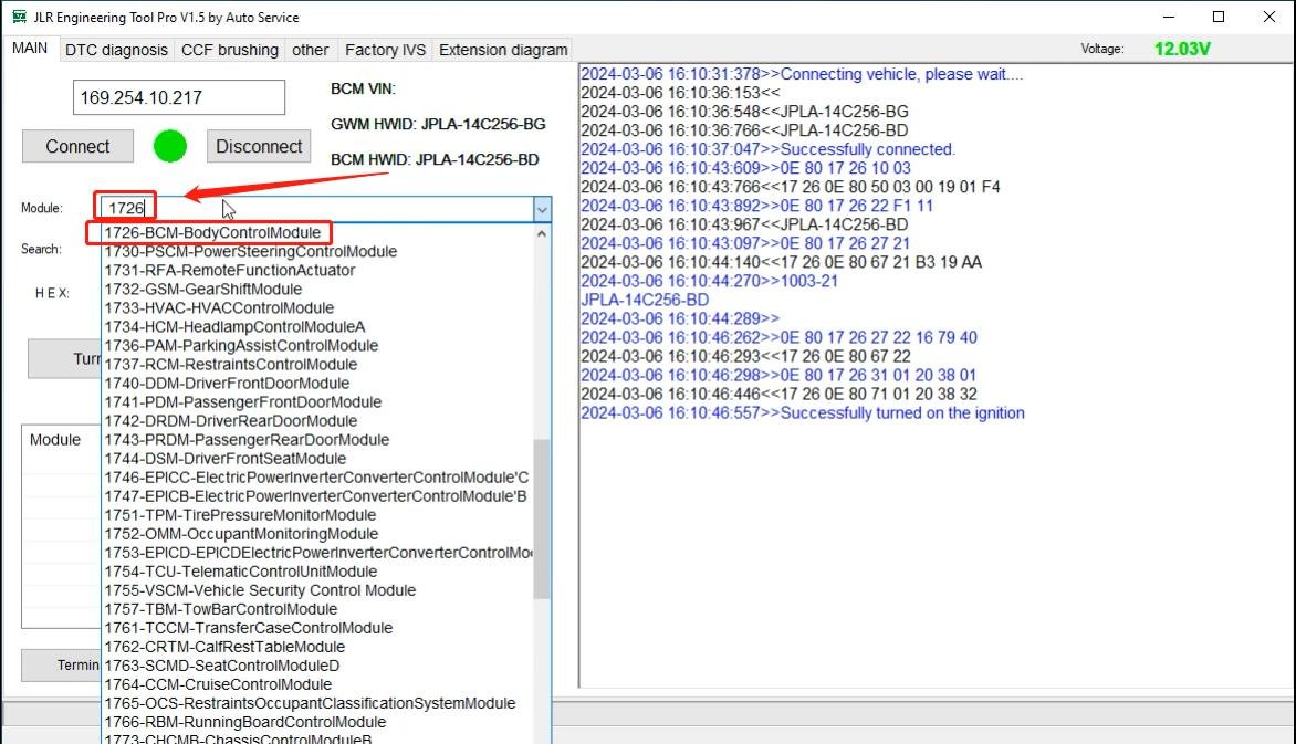 JET-PRO JLR Engineering Tool - Read module information — Retrieve module details and firmware