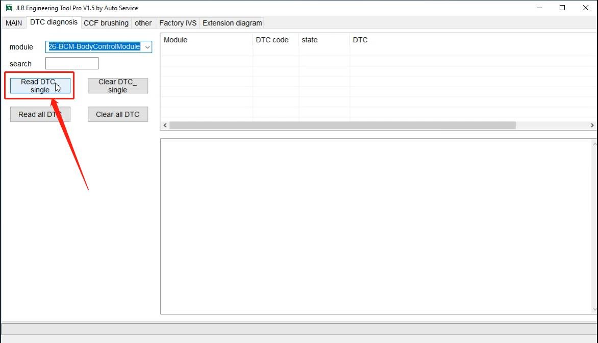 JET-PRO JLR Engineering Tool - Read DTC single — Body control module fault code retrieval