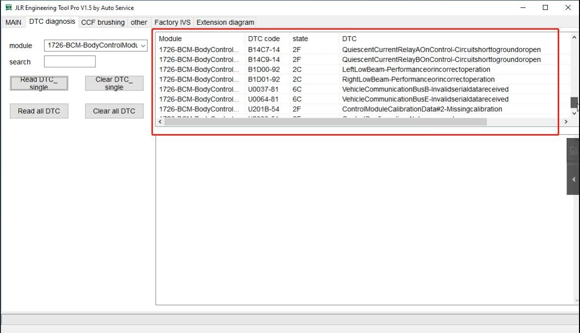 JET-PRO JLR Engineering Tool - DTC clear — Single module fault code clearing