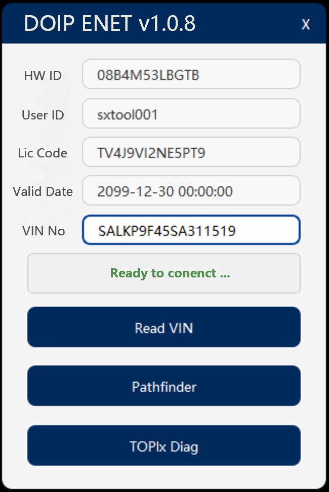 JLR DOIP Enet Software — Official JLR diagnostic software interface