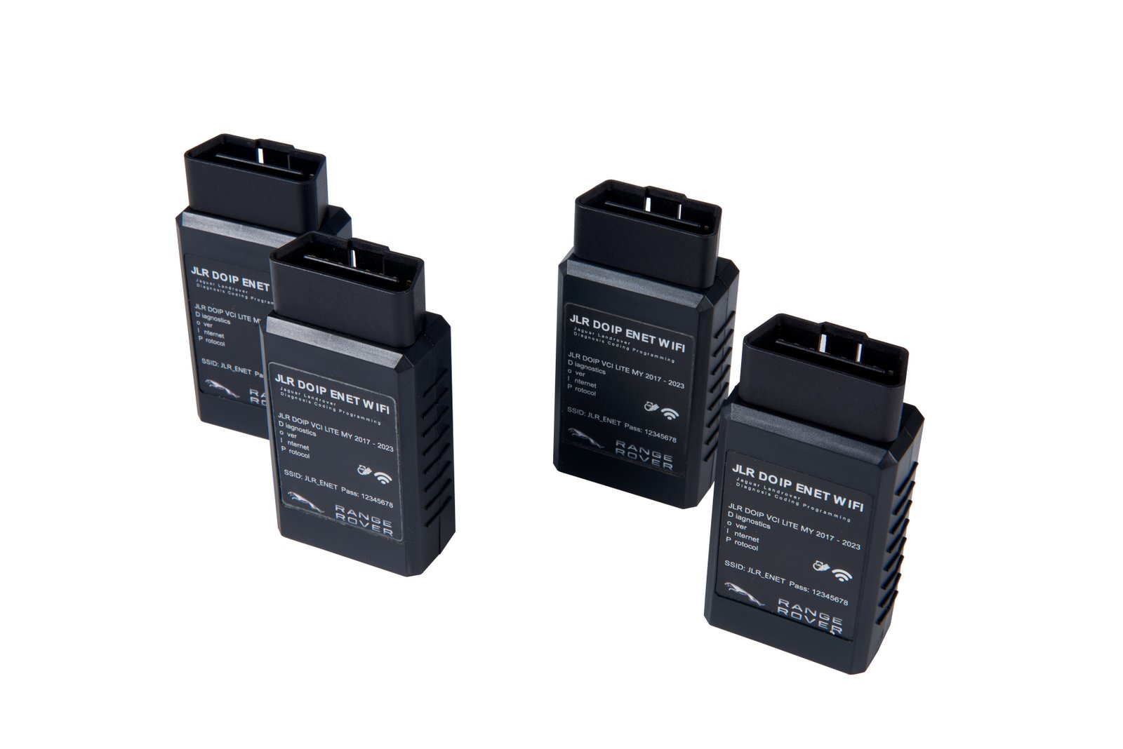 JLR Enet WiFi Adapter — JLR Enet WiFi adapter — side profile with OBD connector