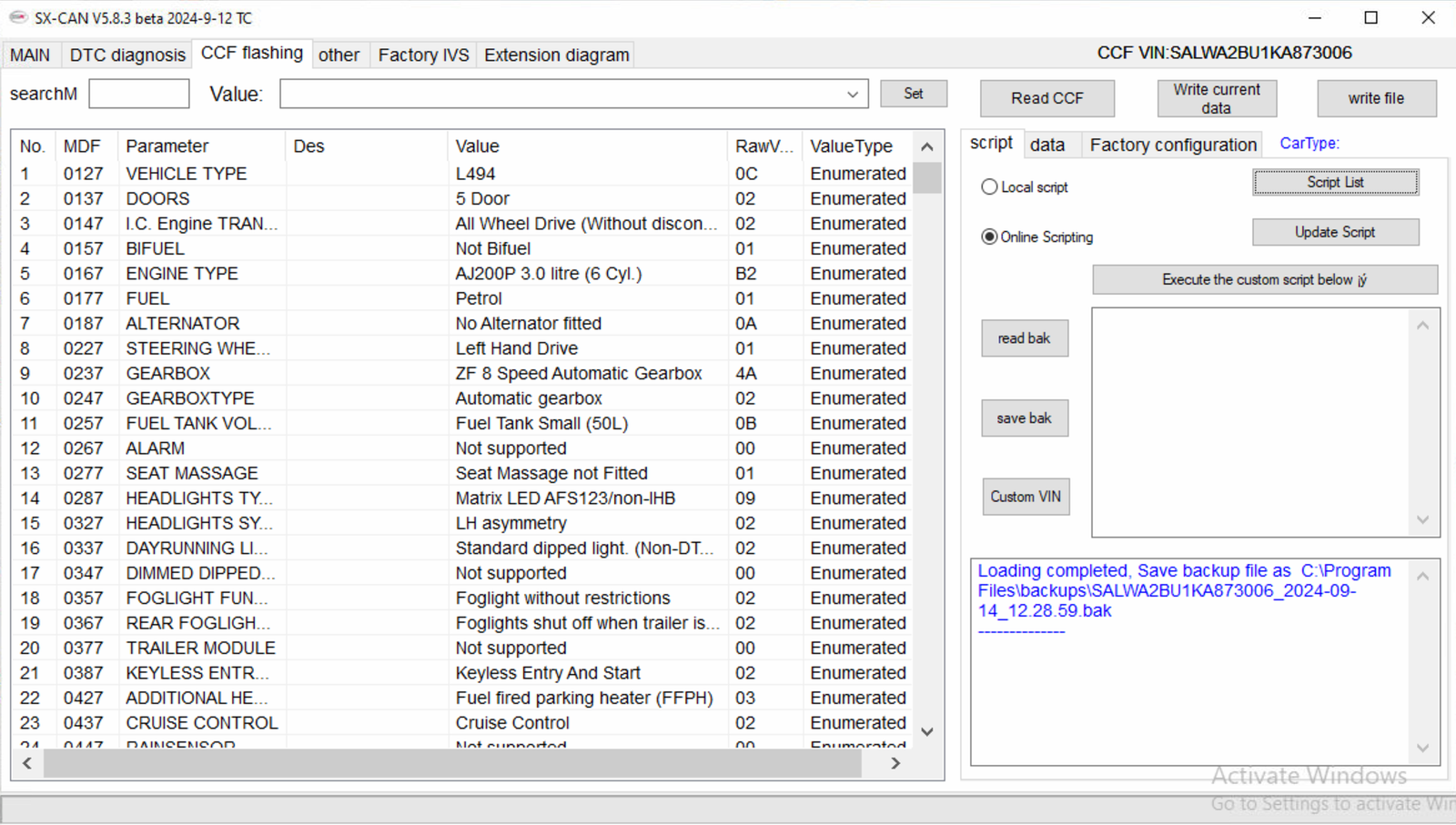 SX-CAN — CCF flashing — Customer configuration file programming