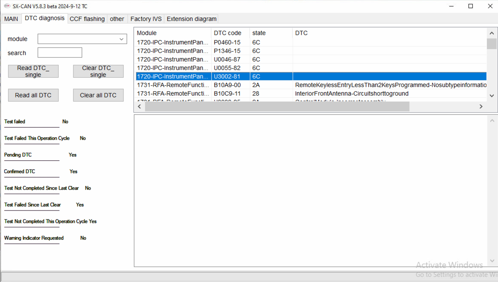 SX-CAN — Diagnosis — Full diagnostic scan and fault code reading