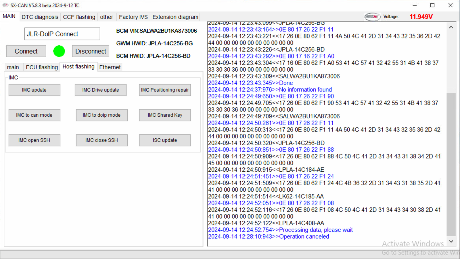 SX-CAN — IMC update — In-vehicle software module update procedure