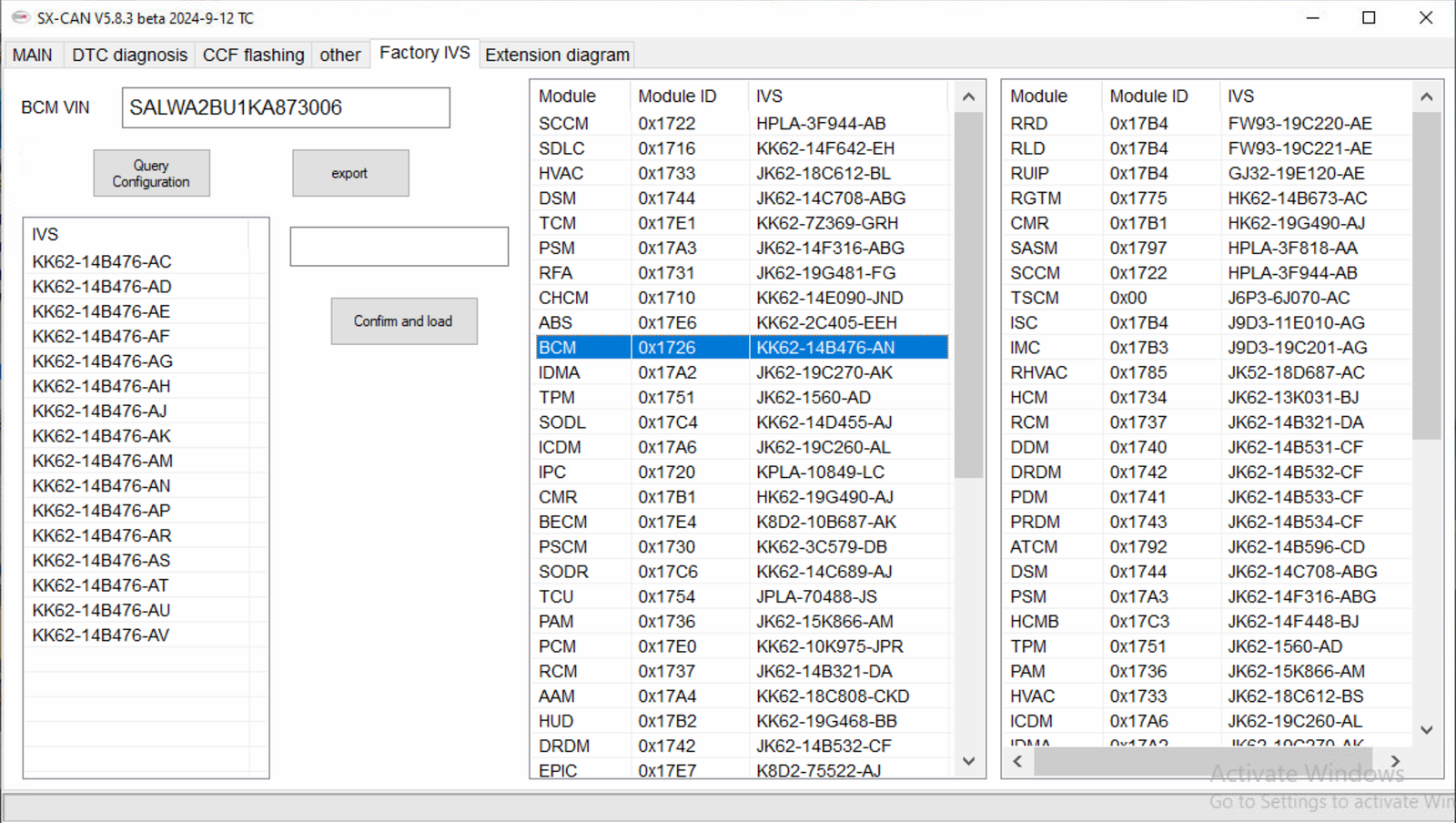 SX-CAN — IVS flashing — In-vehicle software flashing and installation