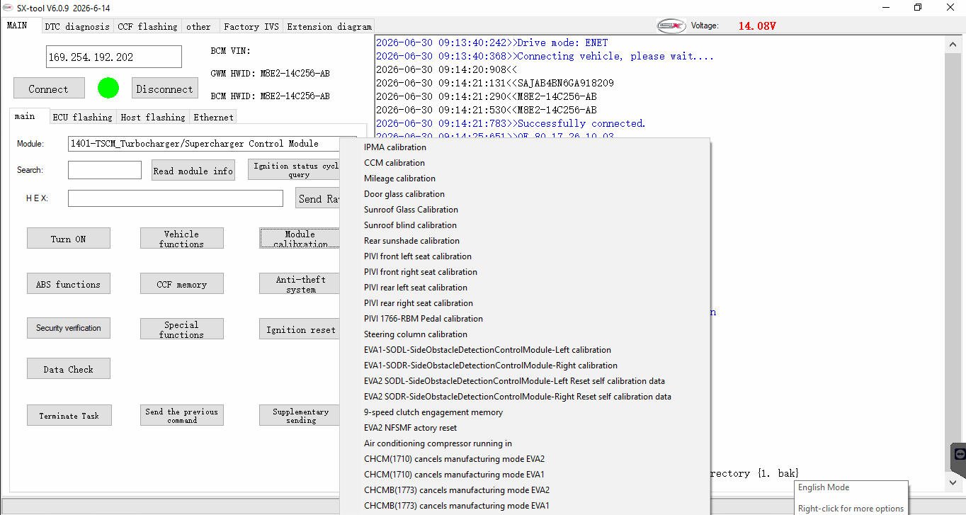 SX-TOOL V6.0.9 — Turn ON ignition — Remote vehicle ignition control