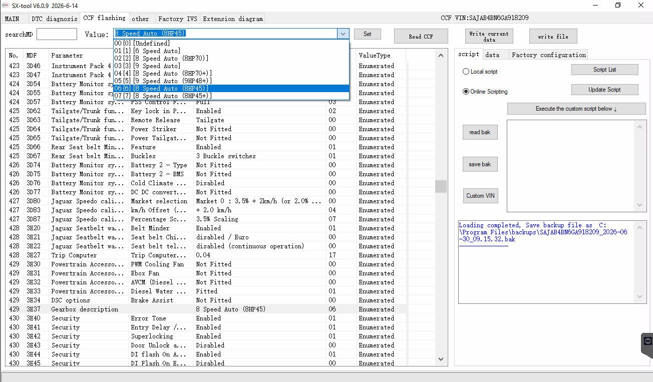 SX-TOOL V6.0.9 — DTC reading — Test failed and pending fault codes