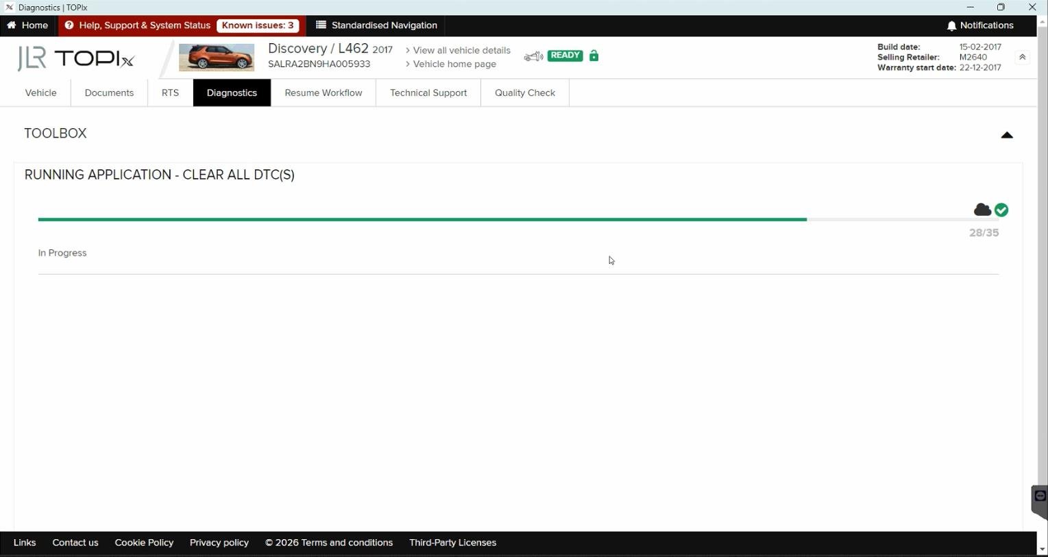 TOPIx Cloud — Diagnostics — Application runner and module status