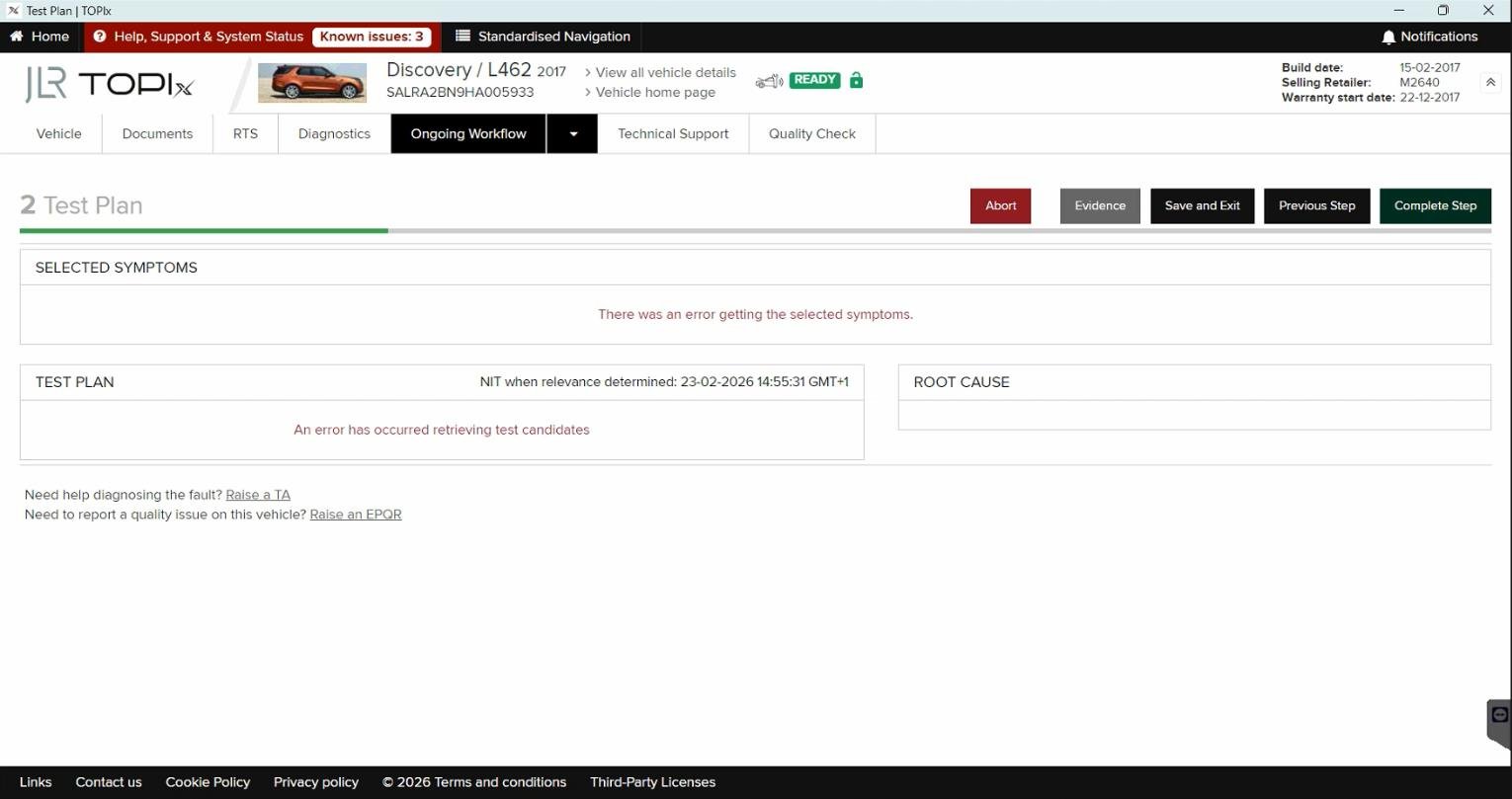 TOPIx Cloud — Network topology — Module response status and DTC overview